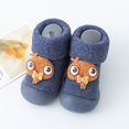 thumbnail image 4 of Otqutp Children Solid Color Shoes Kids Toddler Baby Boys Girls Solid Warm Knit Soft Sole Rubber Shoes Socks Slipper Stocking Anti-slip House Slippers (Blue,3-3.5Years), 4 of 4