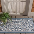 thumbnail image 2 of Safavieh Courtyard Nanda Botanical Indoor/Outdoor Area Rug, Blue/Natural, 2' x 3'7", 2 of 17