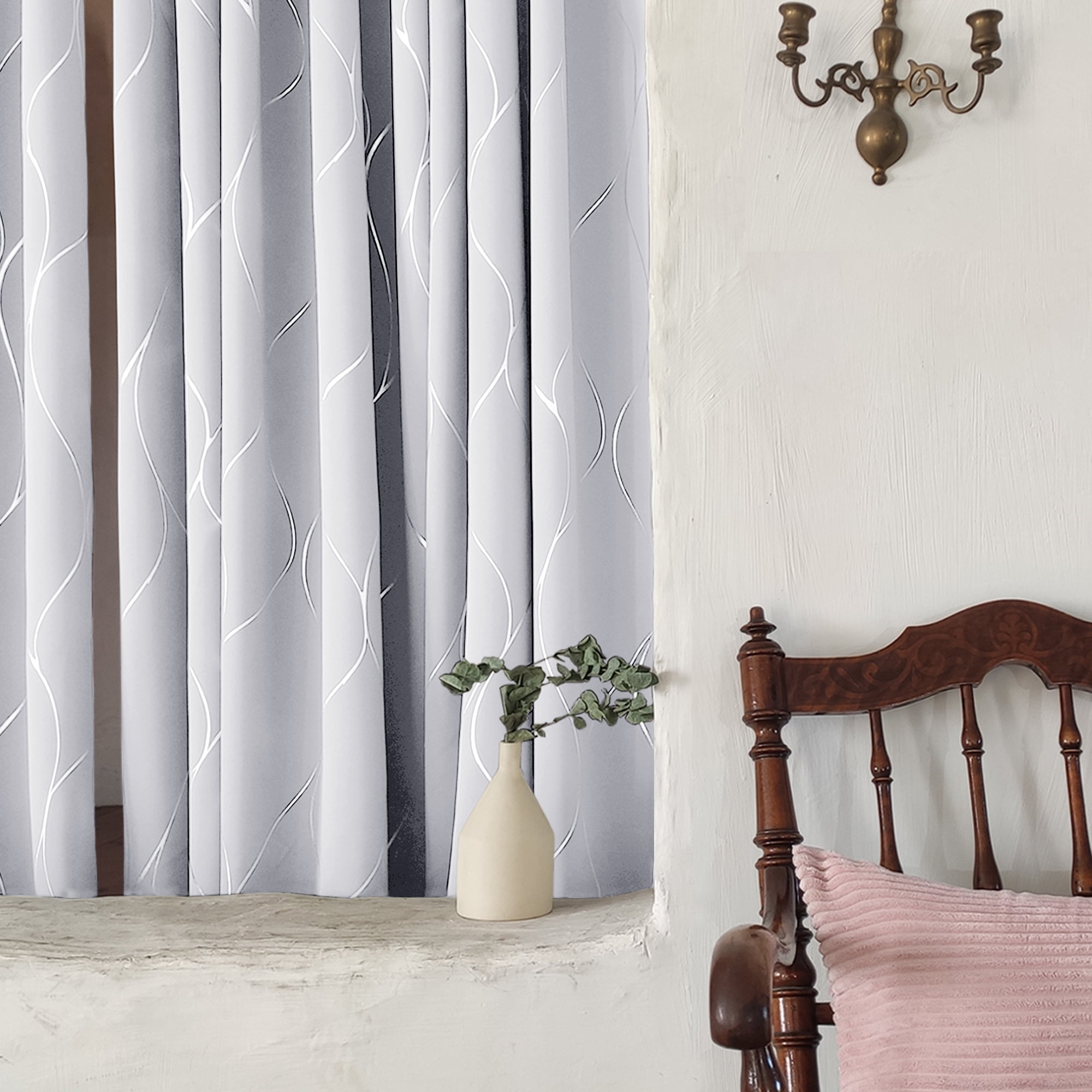 Deconovo Room Darkening Curtains, Energy Saving, Bright White, 52W x 72L Inch, Noise Reducing, Blackout Drapes for Bedroom, Set of 2