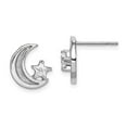 thumbnail image 2 of 925 Sterling Silver Rhodium-plate Enamel Glitter Fabric Moon & CZ Star Earrings, 2 of 4