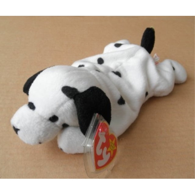 black and white dog stuffed animal