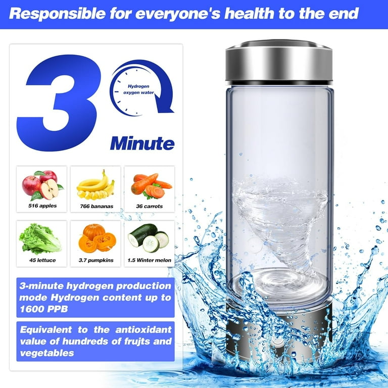 Fast Electrolysis Hydrogen Water Bottle – 3-Min Quick Hydrogen