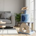 thumbnail image 2 of Costway 31.5" Cute Modern Cat Tree with Condo Top Perch Jute Scratching Posts Hanging Toy Blue, 2 of 10
