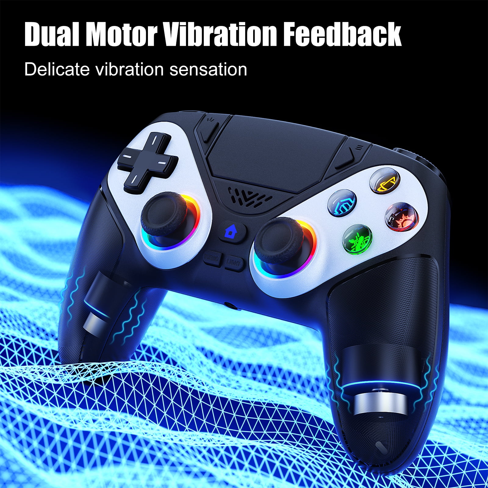 LED Wireless Controller for PS5, Compatible with PS5 Pro/Slim/PC, Dual Vibration, Macro/Turbo Function, 3.5mm Audio Jack, 6-Axis Motion Controller Gamepad with Speaker LED Wireless Controller for PS5, Compatible with PS5 Pro/Slim/PC, Dual Vibration, Macro/Turbo Function, 3.5mm Audio Jack, 6-Axis Motion Controller Gamepad with Speaker - Image 5