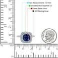 thumbnail image 4 of Halo Art Deco Cushion Cut Ring Blue Sapphire CZ 925 Sterling Silver Size 7, 4 of 6