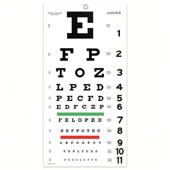 XIRQI Eye Charts for Eye Exams 20 Feet 22×11 Inches, Low Vision Eye Test Charts for Wall Décor Kids Gifts
