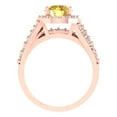 thumbnail image 4 of 2.32 ct Brilliant Round Cut Yellow Zircon 18K Rose Gold Halo Solitaire with Accents Engagement Bridal Wedding Ring Band Set size 3.5, 4 of 7