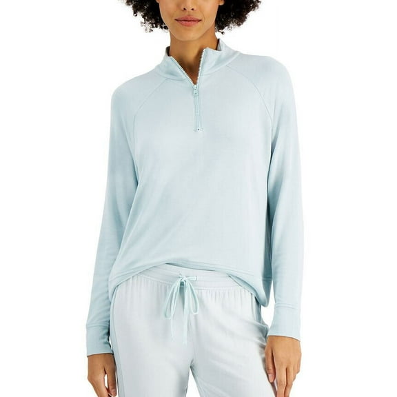 Alfani Womens Quarter-Zip Top, Medium, Soft Aloe