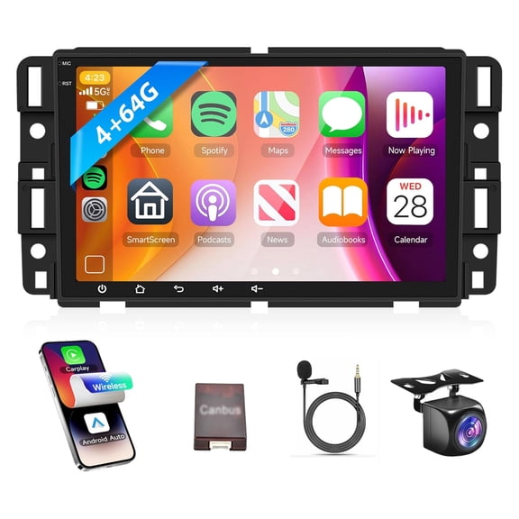 Car Radio Stereo for Chevrolet Silverado Tahoe Suburban Malibu Impala Cruze GMC Sierra Yukon Acadia Terrain 2007-2018 with Wireless Carplay Android Auto 8" Touchscreen WiFi Bluetooth Backup Camera