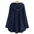 thumbnail image 5 of Womens Cardigan Plus Size Button Plush Tops Hooded Loose Cardigan Wool Coat Winter Jacket Navy Xl, 5 of 5