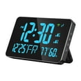 thumbnail image 2 of Reloj de pared digital con función de repetición de fecha, alarma de alta temperatura para días laborables y reloj de escritorio. Azul, 2 of 9