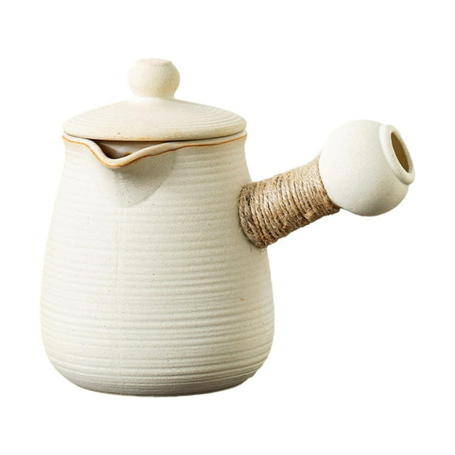 Tetera de cerámica Infusor de té, tetera de hojas de té florecientes y sueltas, calentador de leche, tetera para senderismo, cocina, Camping al aire 700ml Blanco Macarena Tetera