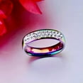 thumbnail image 2 of Mystic Rainbow Titanium Steel White CZ Band Women's Wedding Party Ring Size 5-11, 2 of 6