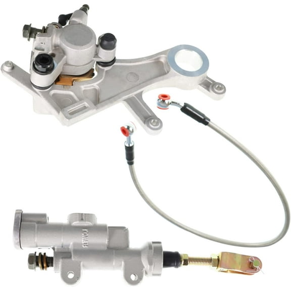 waltyotur Motorcycle Rear Brake Master Cylinder & Brake Caliper w/Hose Assembly 43500-MEN-305 Replacement for Honda CRF250 CRF450 CRF250RX CRF450RX CRF450L 2002-2020 43150-MKE-A01