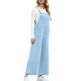 thumbnail image 5 of JURANMO Jumpsuits for Women Loose Wide Leg Bib Overalls Solid Casual Long Rompers Summer Casual One Piece Pants with Pockets Vacation Outfits Light Blue L Clearance Sale, 5 of 9