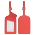 thumbnail image 1 of Etiquetas de Equipaje Uxcell para Maleta [2PCS] - Etiqueta de Bolsa con Cubierta de Privacidad Segura y Hebilla Ajustable - [Rojo - Cuero PU], 1 of 7