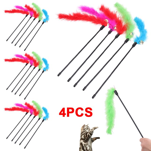 Con Plumas para Gatos 5 Uds. 50cm Campana Interactivo Suministros