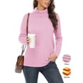 thumbnail image 3 of Asklazy Women's Turtleneck Sweater Long Sleeve Cozy Warm Casual Lightweight Soft Pullover Jumper Tops,Light Pink,3XL, 3 of 8