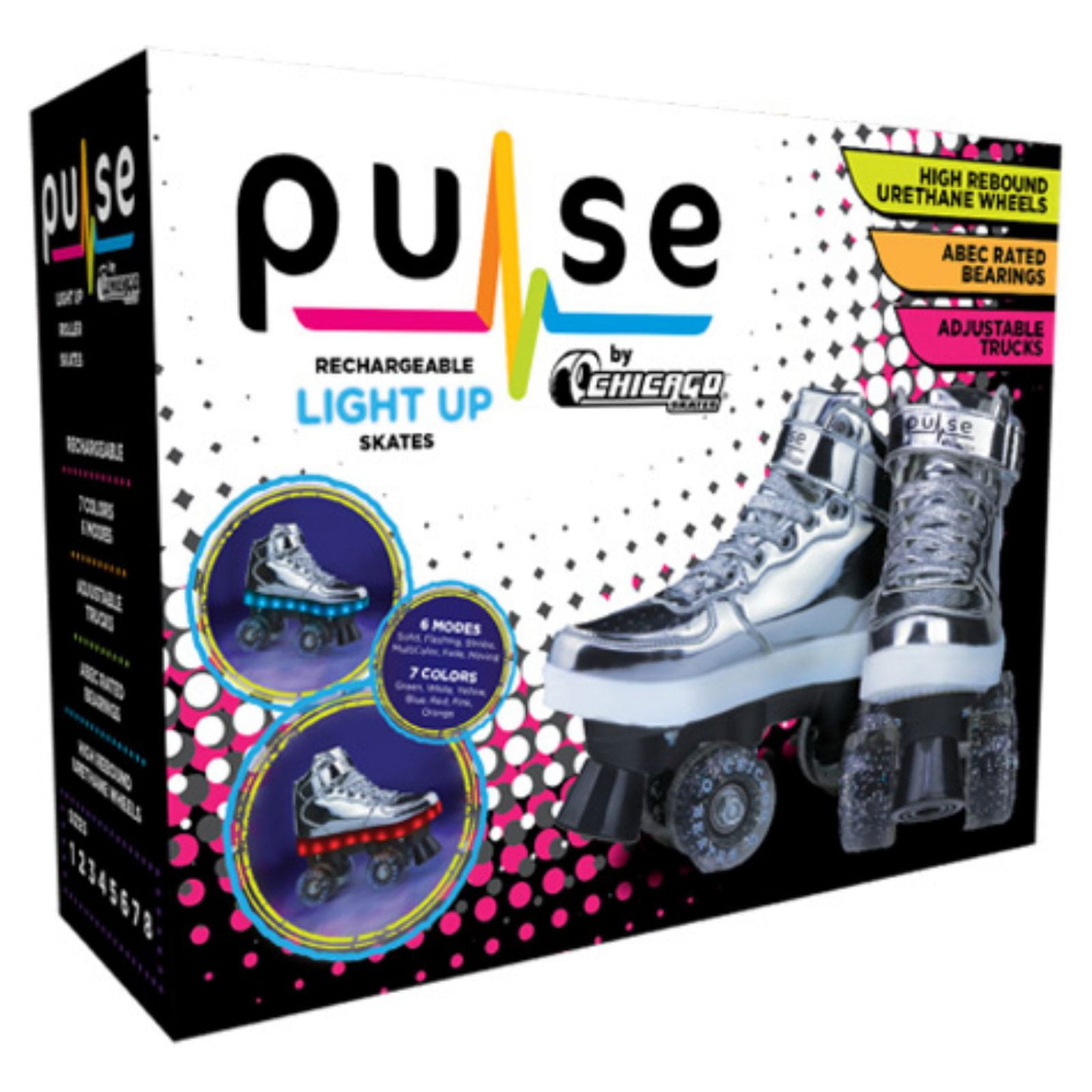 Chicago Pulse Multi Flashing Quad Skate, Gold, Size 3