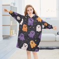 thumbnail image 5 of FORMRS Wearable Blanket Hoodie with Sleeves for Kids Cozy Flannel Sweatshirt, Orange Halloween Ghosts, 5 of 7