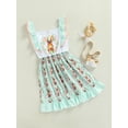 thumbnail image 3 of Bagilaanoe Little Girl Easter Dress Cartoon Rabbit Print Fly Sleeve A-line Dresses 4T 5T 6T 7T 8T 9T Kids Casual Swing Sundress, 3 of 9