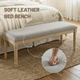 thumbnail image 5 of Dayalane 46'' French Country Wooden Entryway Bench, Linen Upholstered Entryway Shoe Rack Bench with Nailhead Trim for Kitchen Bedroom Indoor and Hallway, Grey, 5 of 11