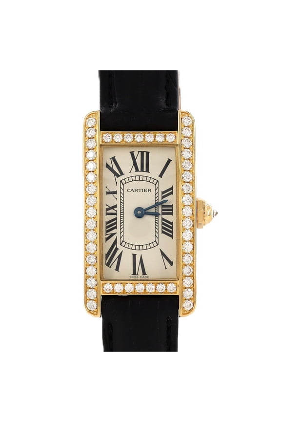 Pre-Owned Cartier Tank Amricaine SM Yellow Gold Cross D WB707231 Quartz Watch (Good)