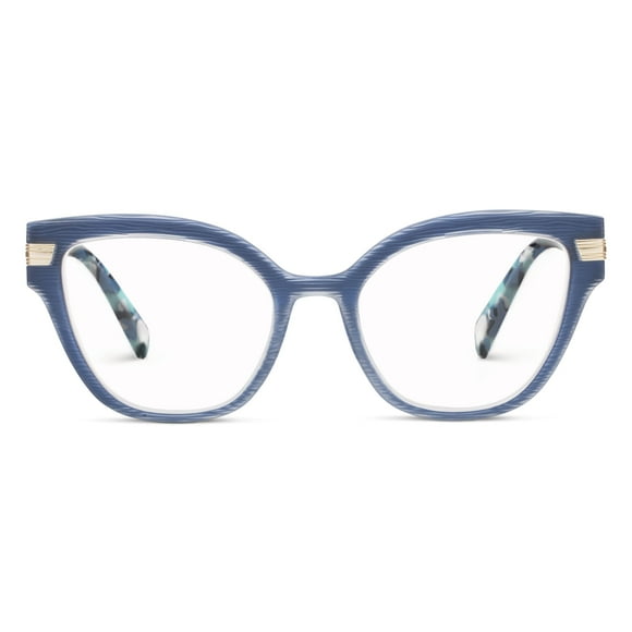 Peepers par Peeperspeccs Lunettes de Lecture pour Femmes, Marquee Cateye Blue, Blocage de Lumière - Quartz Marine +1.50
