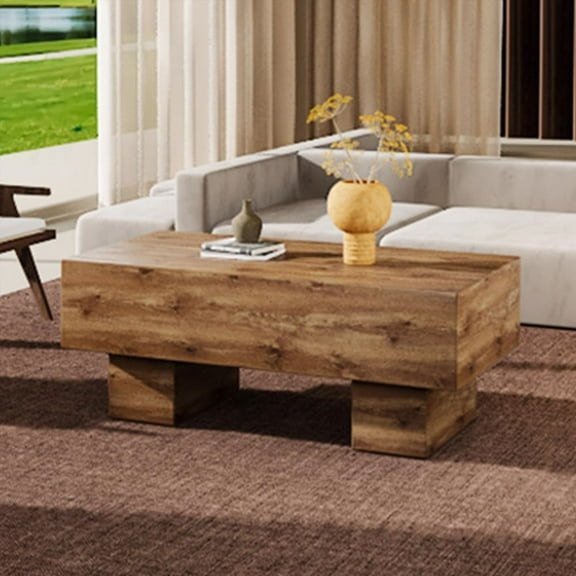 Modern Rectangular Coffee Table with Wood Color & 300lb Load-Bearing|43.3"x21.6"x17.2"