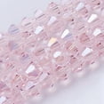 thumbnail image 1 of 10 hebras de dijes de vidrio chapados en color AB, facetados, bicono, rosa brumoso, 4 x 4 mm, agujero: 1 mm, aproximadamente 82-85 piezas/hebra, 30,5-31 cm, 1 of 3
