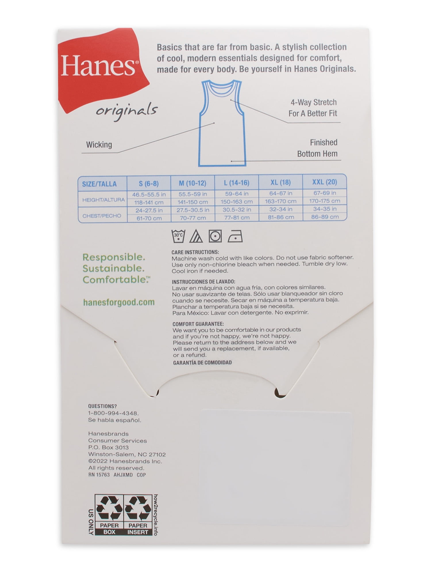 Hanes Originals Boys' Undershirts Tanks, 4-Pack, Sizes S-XL