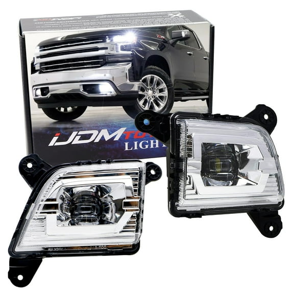 OE-Spec 15W High Power LED Fog Light Kit, For 2019-up Chevrolet Silverado, Includes (2) Chrome Finish LED Fog Lamps, Relay Wiring w/On-Off Switch