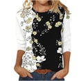 thumbnail image 2 of Teissuly Women's Fashion Printed T-shirt 3/4 Sleeves Blouse Round Neck Casual Tops, 2 of 5