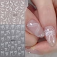 thumbnail image 2 of Pegatinas 3D de lazo blanco para uñas, cinta de diseño de pajarita, líneas irregulares románticas simples, calcomanía de manicura para damas y niñas, MO312, 2 of 7
