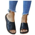 thumbnail image 3 of asdoklhq Sandals for Women Clearance Under $10,Women Summer Slip-On Wedges Beach Open Toe Breathable Sandals Embroidery Shoes, 3 of 7