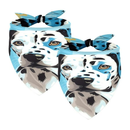 2 Pack Dog Bandana Girl Boy Pet Bibs Dog Scarf Kerchief Washable Bandanas Accessories for Small Medium Large Dogs Puppy Cat Blue Dalmatian Dog