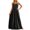 Black, variant on Women's Elegant Summer Strapless Dress - Solid Color Flowy A-Line Casual with High Slit (Demure High Neck Design)