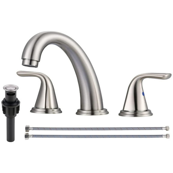 WOWOW 8-inch Center Brushed Nickel 3-hole Bathroom Faucet, 2-handle Bathroom Center Faucet Fixtures for RV Sink Bathroom Sink
