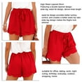 thumbnail image 4 of Pantalones cortos en capas de cintura alta para mujer, pantalones cortos casuales de pierna ancha con dobladillo con volantes de Color sólido con cordones para verano, 4 of 5