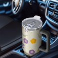 thumbnail image 6 of 40oz Tumbler with Handle and Straw, Vacuum Insulated Stainless Steel Travel Mug, Fits Car Cup Holder, Daisy Floral Print, 6 of 6