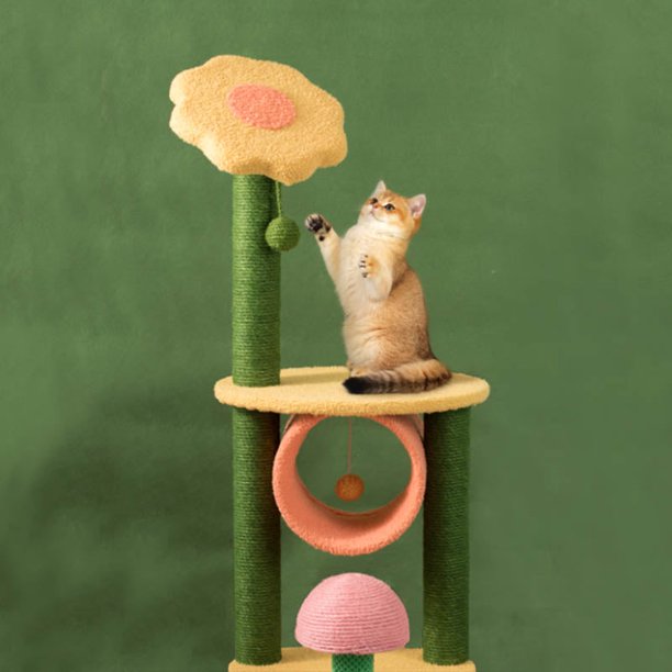 Happy & Polly 35.4” Sunflower Cat Tree Tower Condo Sisal Scratching