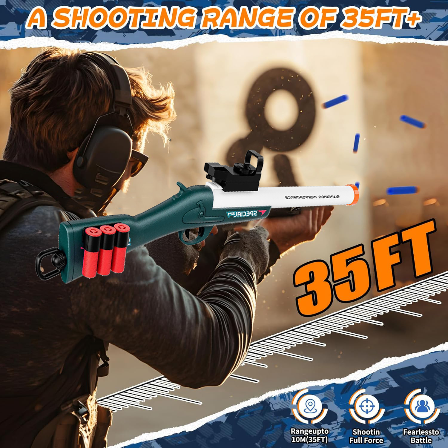 Shell Ejecting Foam Blaster, Foam Dart Toy Gun with 20 Bullets, Manual Loading Soft Bullet Blaster for Indoor and Outdoor Game 14+Years Old