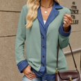 thumbnail image 5 of JUUNthy Cardigan Blazer for Women, Button Front Denim Collar Long Sleeve Knit Outerwear for Daily & Business Casual Royal Blue XL, 5 of 12