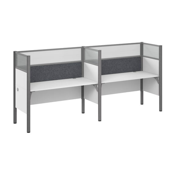 ProBiz Double Cubicle Desk with High Privacy Panels in White - Engineered Wood