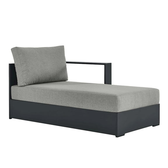 Modway Tahoe Outdoor Patio Powder-Coated Aluminum Modular Right-Facing Chaise Lounge in Gray Gray