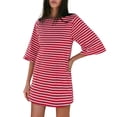 thumbnail image 2 of Vestido de verano Yousify 2025, camiseta holgada a rayas rojas y blancas, 2 of 5