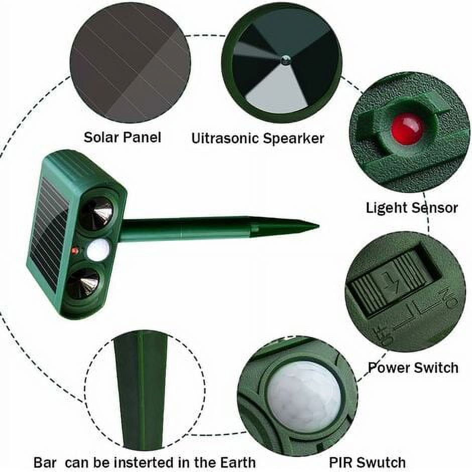 Répulsif à Ultrasons Pour Animaux à énergie Solaire Étanche Capteur PIR Anti Chat Pour Chien Et