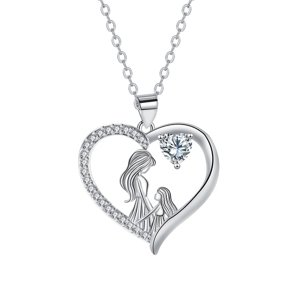 Mother's Day Gifts for Women, Sterling Silver Mother and Daughter Heart Necklace with Birthstone Jewelry Present for Wife Mom Daughter