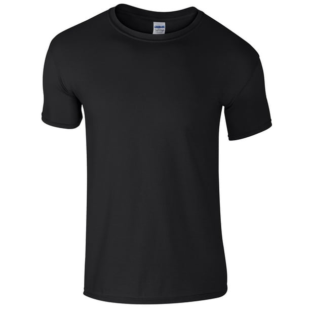 Gildan - Suave básica camiseta de manga corta para hombre - 100% algodón gordo (Negro)