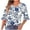 Navy, variant on Women Fall Clothes V Neck Shirt Flower Print 3/4 Sleeve Top Tees Tshirts Fall Blouse Fall Fashion Must Haves My Items